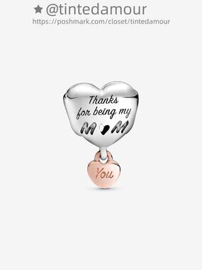 Pandora Love You Mom Heart Charm|Pendant|Two-tone